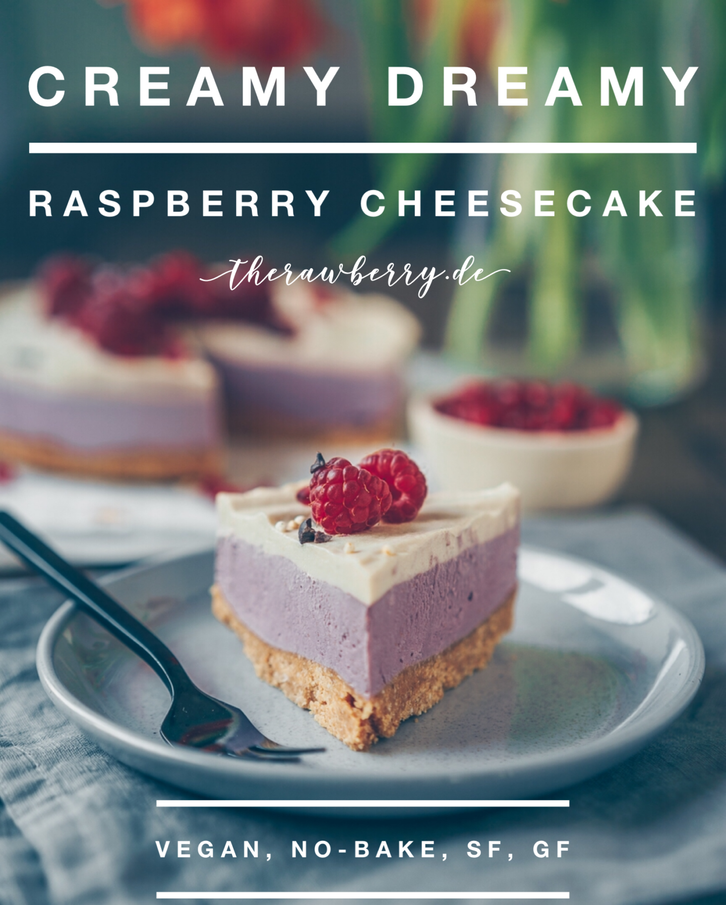 raspberry, no-bake, gluten-free, refined sugar free, cake, raspberries, vegan, sugar free, raw, dessert, pomegranate, beautiful food, schönes essen, rezept, recipe, healthy, gesund, glutenfrei, zuckerfrei, diät, kuchen, torte, zuckerfrei