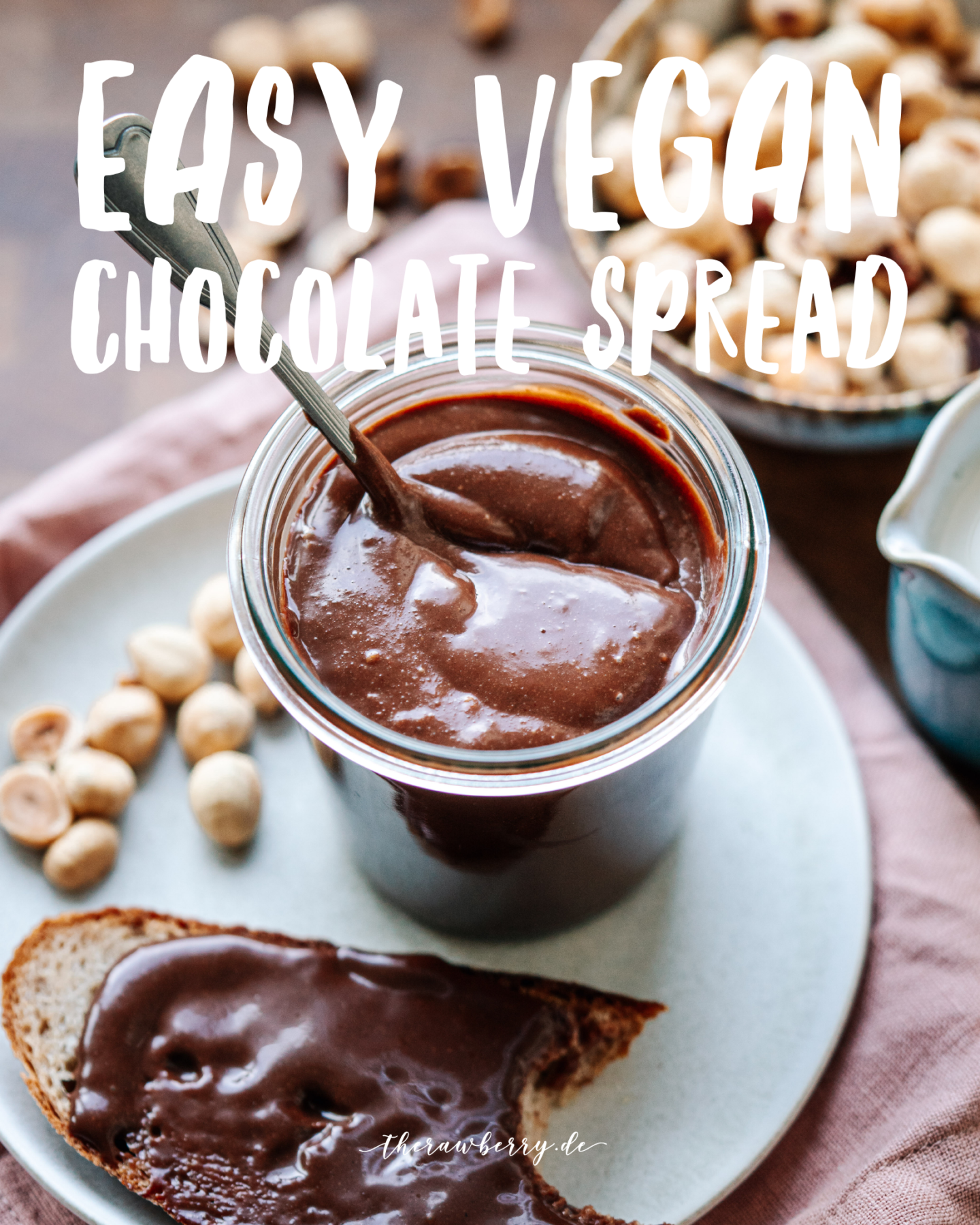 easy, vegan, einfach, marie dorfschmidt, therawberry, rezept, recipe, chocolate, Schokolade, gluten free, glutenfrei, einfach, lecker, delicious, simple, simpel, plant based, sweet, süß, Nutella, selber machen, healthy, hazelnuts, gesund, Haselnüsse, food, breakfast, frühstück, snack, healthyfied, yum, yummy